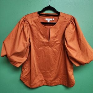 Chico’s Burnt Orange Puff Sleeve Blouse Size 0 (US 4)